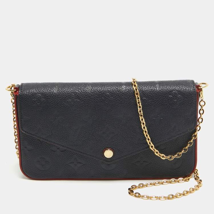 Pre Owned Louis Vuitton Marine/Rouge Monogram Empreinte Leather Felicie Pochette Bag