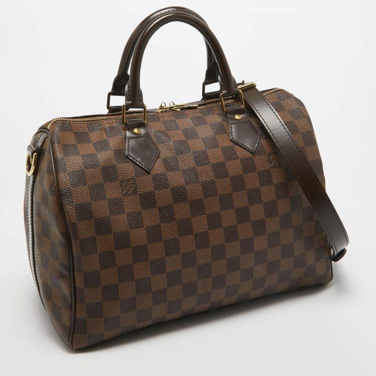 Pre Owned Louis Vuitton Damier Ebene Canvas Speedy Bandouliere 30 Bag