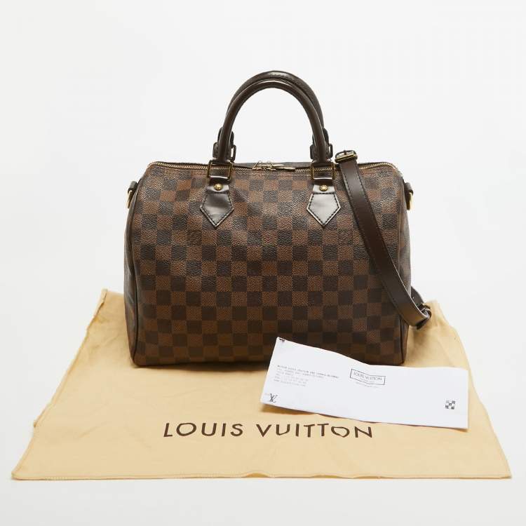 Pre Owned Louis Vuitton Damier Ebene Canvas Speedy Bandouliere 30 Bag