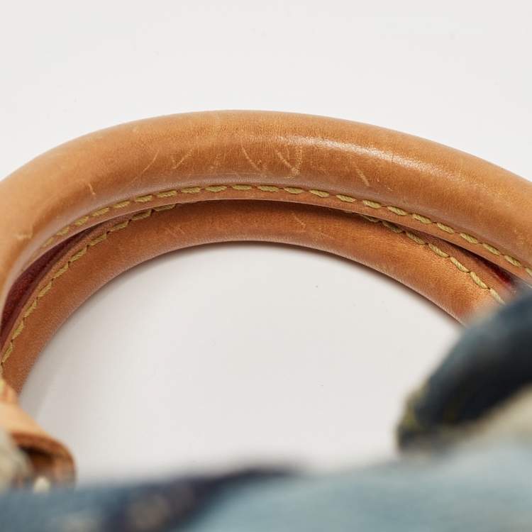 Pre Owned Louis Vuitton Blue Denim Monogram Limited Edition Patchwork Speedy Bag