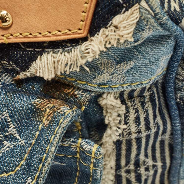 Pre Owned Louis Vuitton Blue Denim Monogram Limited Edition Patchwork Speedy Bag