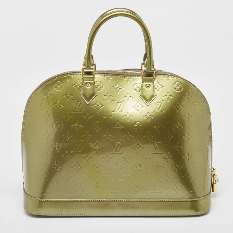 Pre Owned Louis Vuitton Vert Olive Monogram Vernis Leather Alma GM Bag