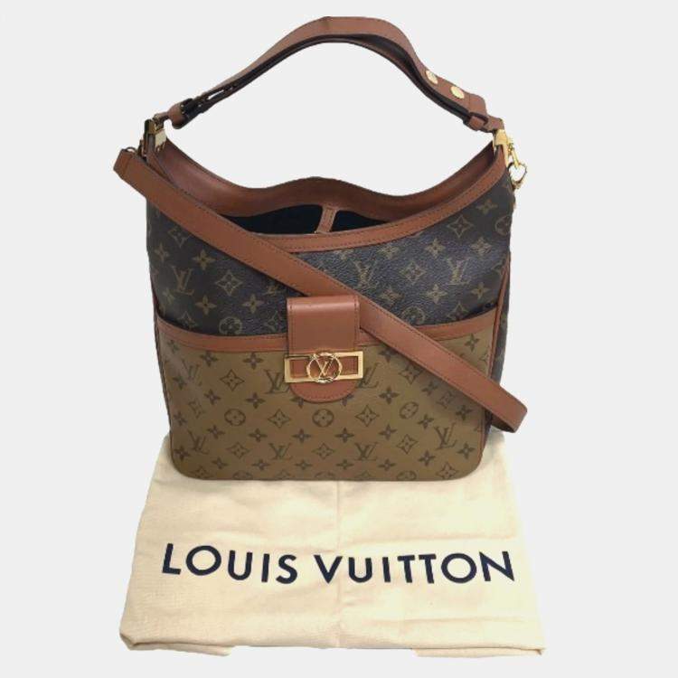 Pre Owned Louis Vuitton Monogram Reverse Hobo Dauphine MM Shoulder Bag 