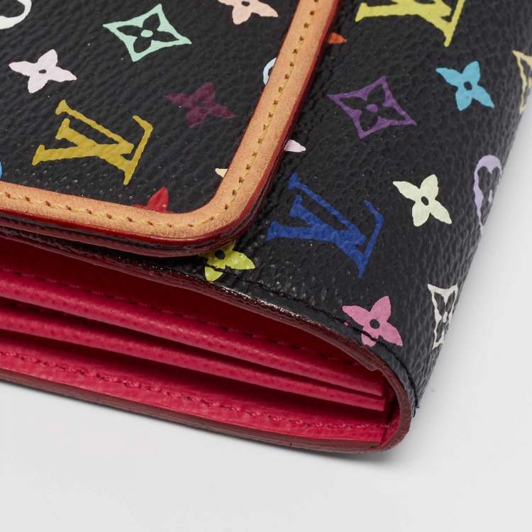 مملوكة مسبقًا Louis Vuitton Black Monogram Multicolore Sarah Noeud Wallet