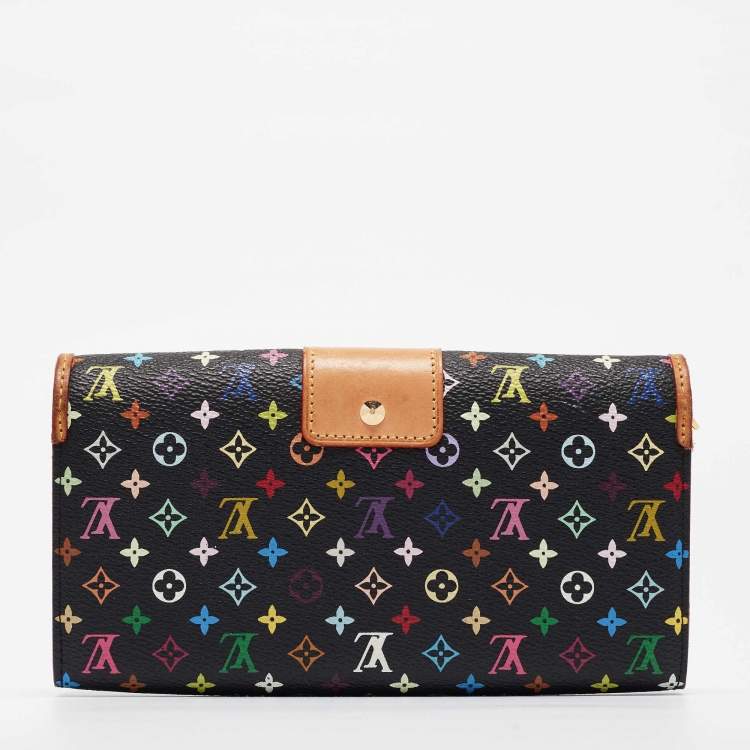 مملوكة مسبقًا Louis Vuitton Black Monogram Multicolore Sarah Noeud Wallet