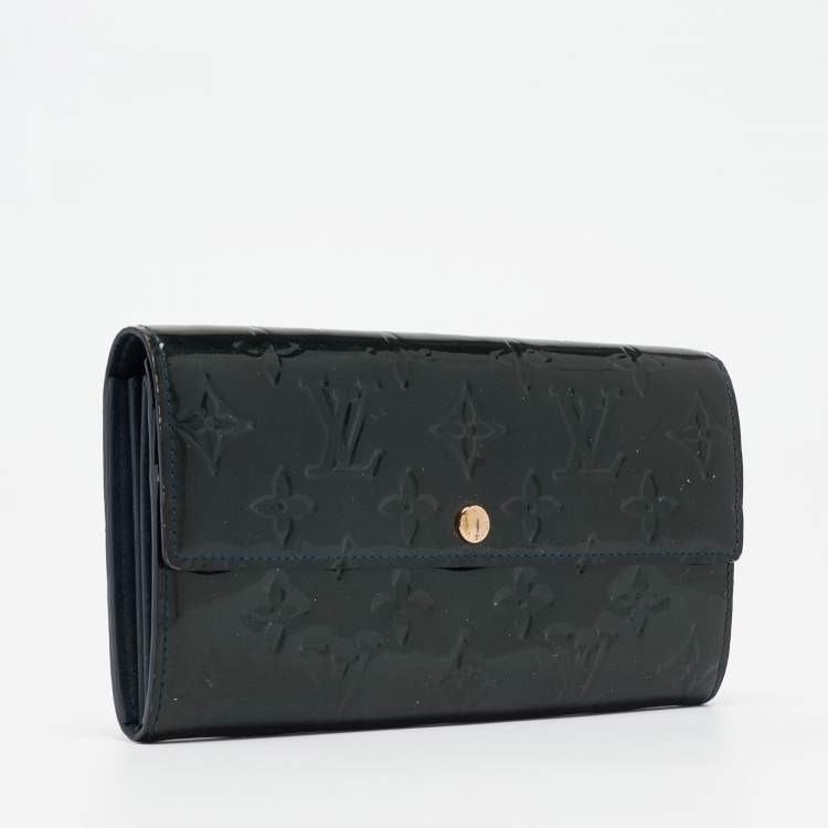 Pre Owned Louis Vuitton Blue Nuit Monogram Vernis Sarah Wallet