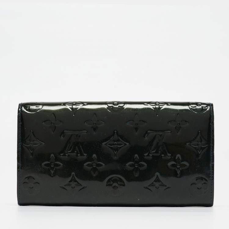 Pre Owned Louis Vuitton Blue Nuit Monogram Vernis Sarah Wallet