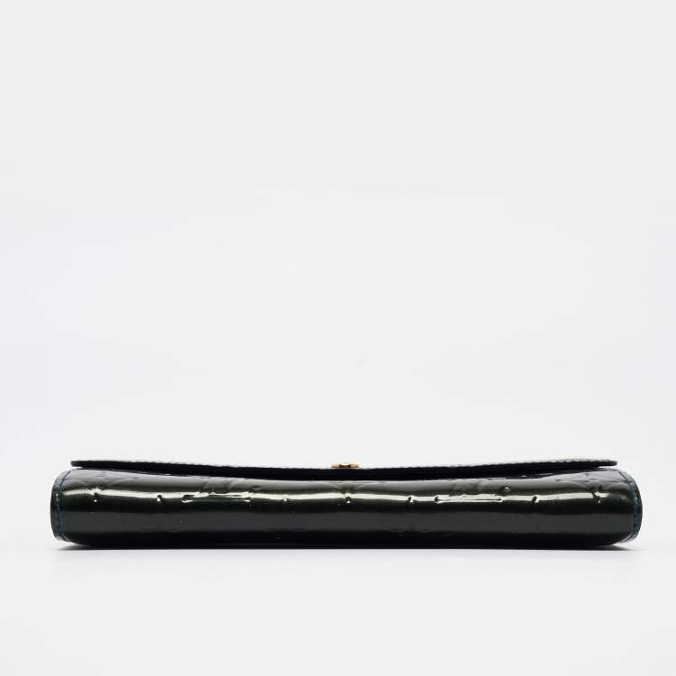 Pre Owned Louis Vuitton Blue Nuit Monogram Vernis Sarah Wallet