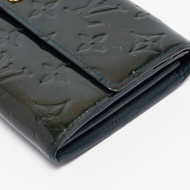 Pre Owned Louis Vuitton Blue Nuit Monogram Vernis Sarah Wallet