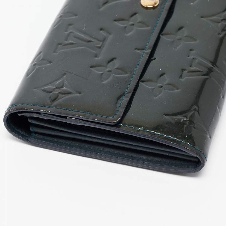 Pre Owned Louis Vuitton Blue Nuit Monogram Vernis Sarah Wallet