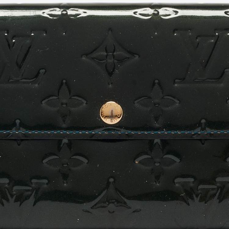 Pre Owned Louis Vuitton Blue Nuit Monogram Vernis Sarah Wallet