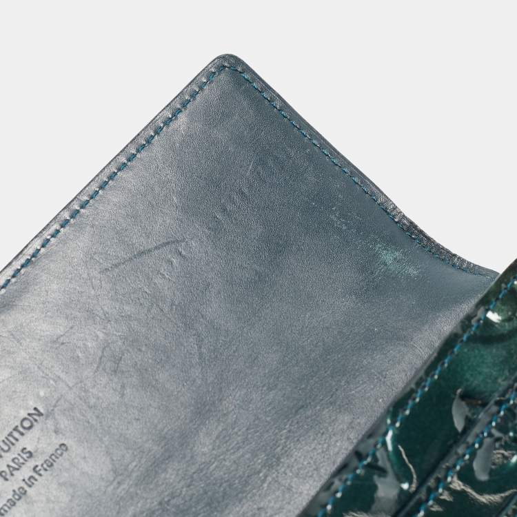 Pre Owned Louis Vuitton Blue Nuit Monogram Vernis Sarah Wallet