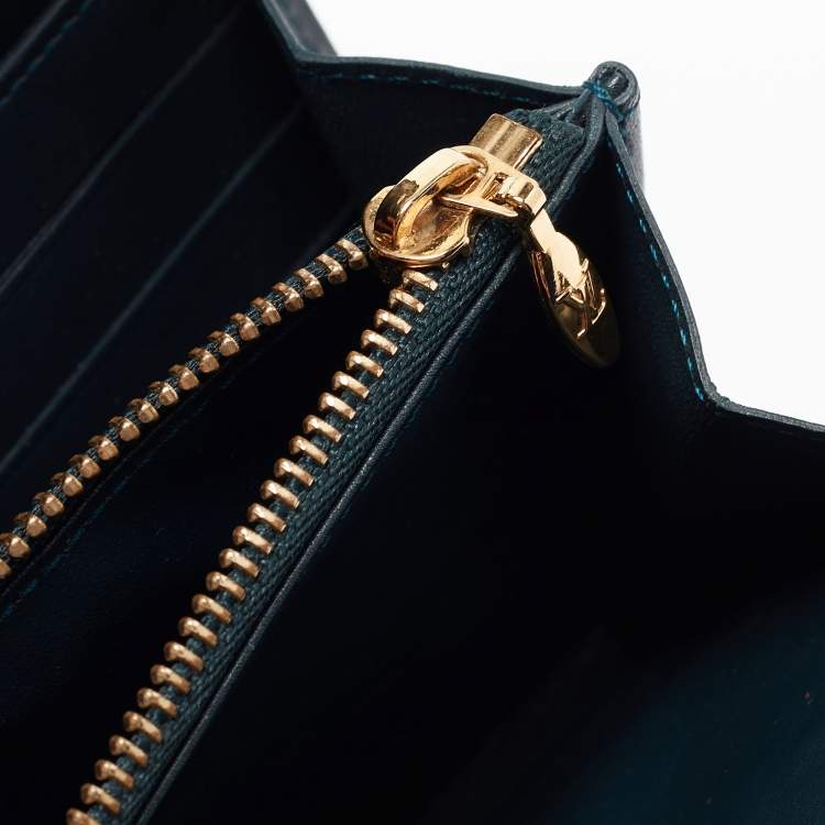 Pre Owned Louis Vuitton Blue Nuit Monogram Vernis Sarah Wallet