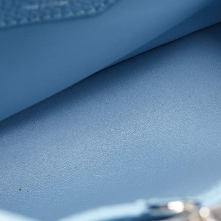 Pre Owned Louis Vuitton Light Blue Leather Mechanical Flower Capucines BB Bag