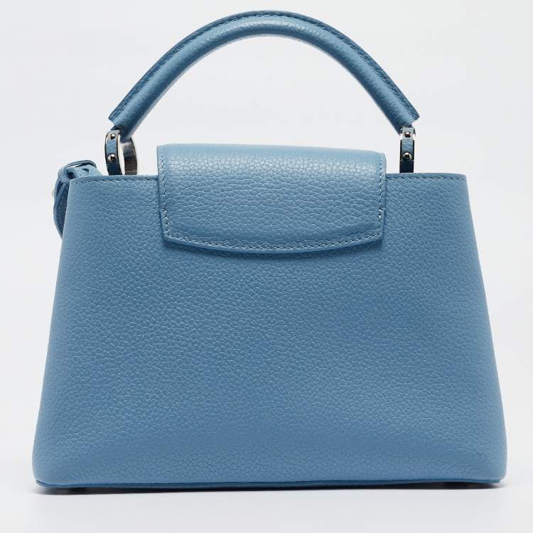 Pre Owned Louis Vuitton Light Blue Leather Mechanical Flower Capucines BB Bag