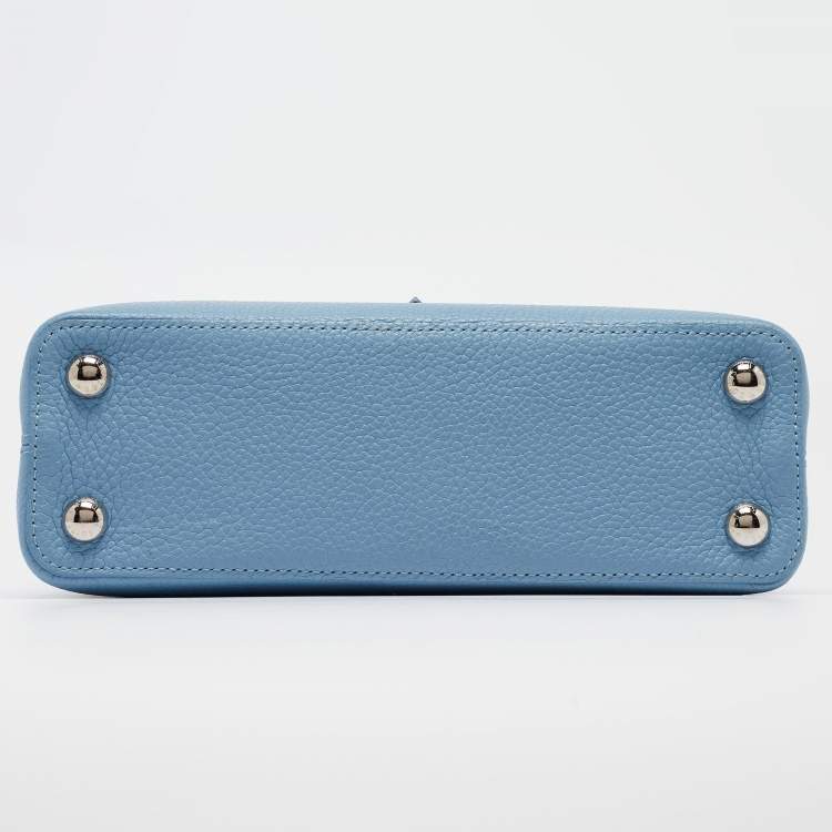 Pre Owned Louis Vuitton Light Blue Leather Mechanical Flower Capucines BB Bag