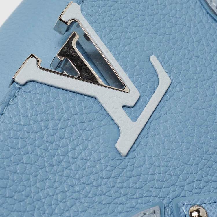 Pre Owned Louis Vuitton Light Blue Leather Mechanical Flower Capucines BB Bag
