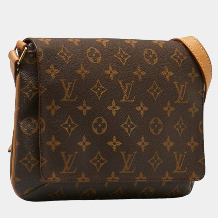 Pre Owned Louis Vuitton Brown Canvas Monogram Musette Tango Short Strap Shoulder Bags