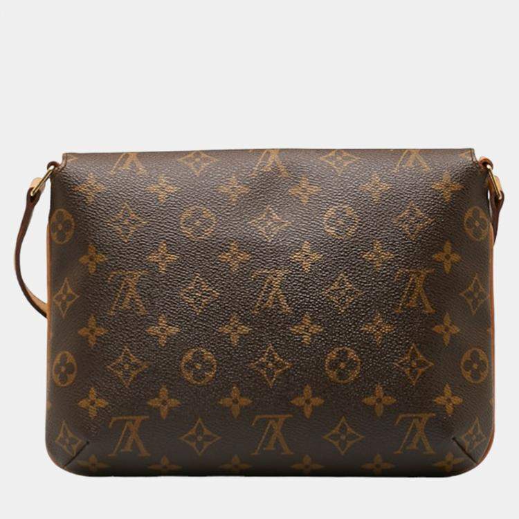 Pre Owned Louis Vuitton Brown Canvas Monogram Musette Tango Short Strap Shoulder Bags