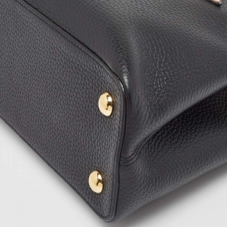 Pre Owned Louis Vuitton Black Taurillon Leather Limited Edition Applique Capucines PM Bag