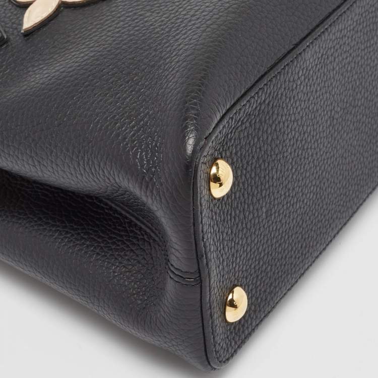 Pre Owned Louis Vuitton Black Taurillon Leather Limited Edition Applique Capucines PM Bag