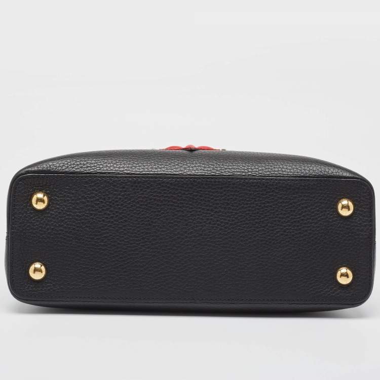 Pre Owned Louis Vuitton Black Taurillon Leather Limited Edition Applique Capucines PM Bag