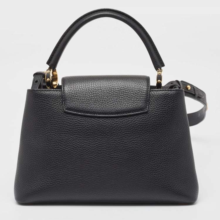 Pre Owned Louis Vuitton Black Taurillon Leather Limited Edition Applique Capucines PM Bag
