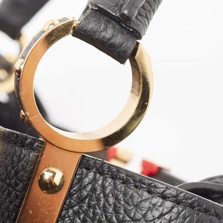 Pre Owned Louis Vuitton Black Taurillon Leather Limited Edition Applique Capucines PM Bag