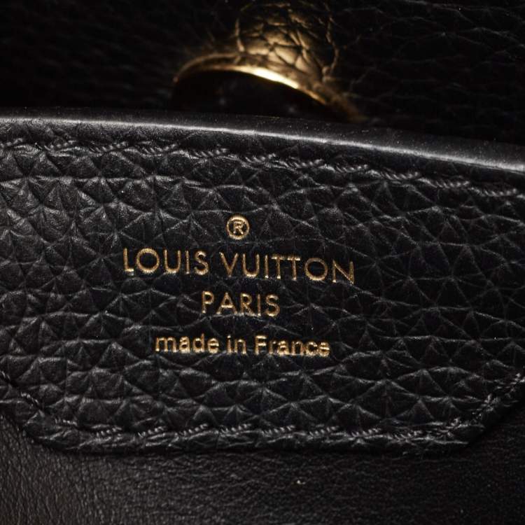 Pre Owned Louis Vuitton Black Taurillon Leather Limited Edition Applique Capucines PM Bag