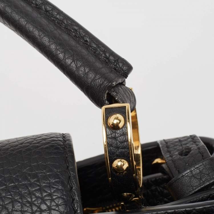 Pre Owned Louis Vuitton Black Taurillon Leather Limited Edition Applique Capucines PM Bag