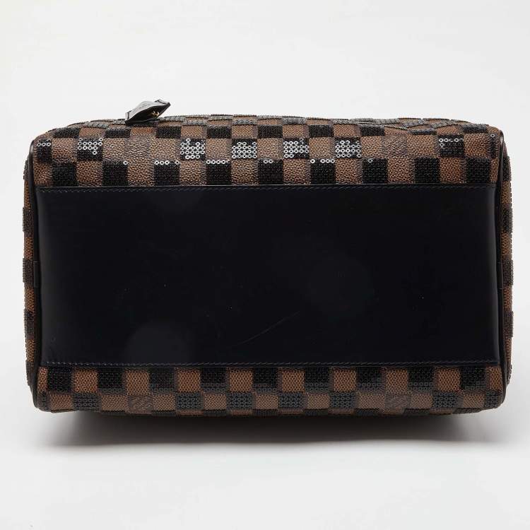 Pre Owned Louis Vuitton Damier Ebene and Sequins Paillettes Limited Edition Speedy 30 Bag