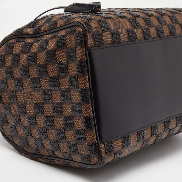 Pre Owned Louis Vuitton Damier Ebene and Sequins Paillettes Limited Edition Speedy 30 Bag
