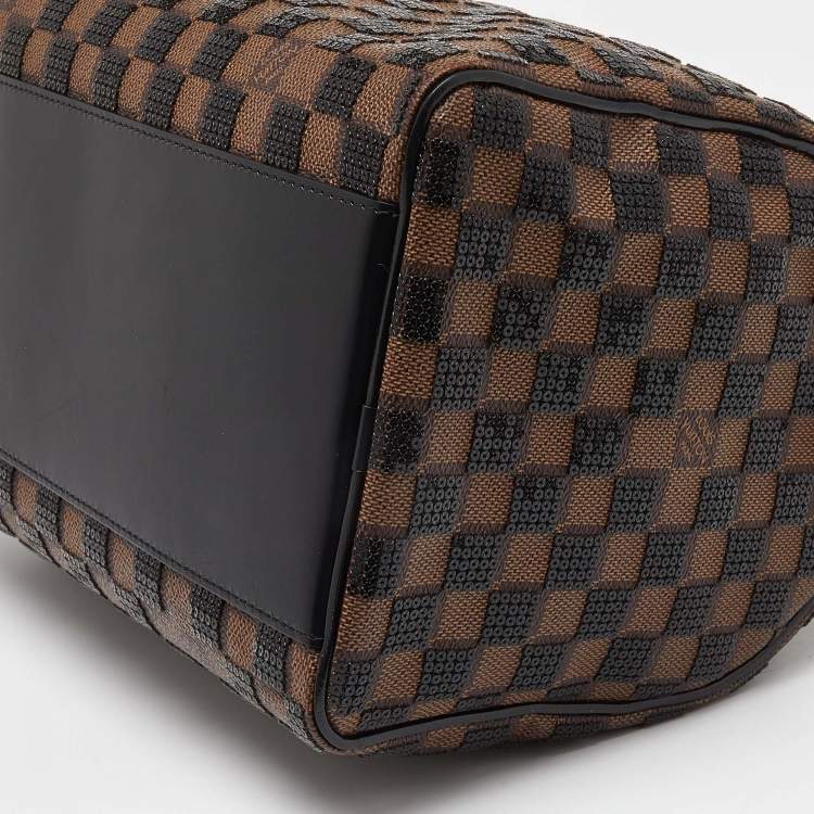 Pre Owned Louis Vuitton Damier Ebene and Sequins Paillettes Limited Edition Speedy 30 Bag