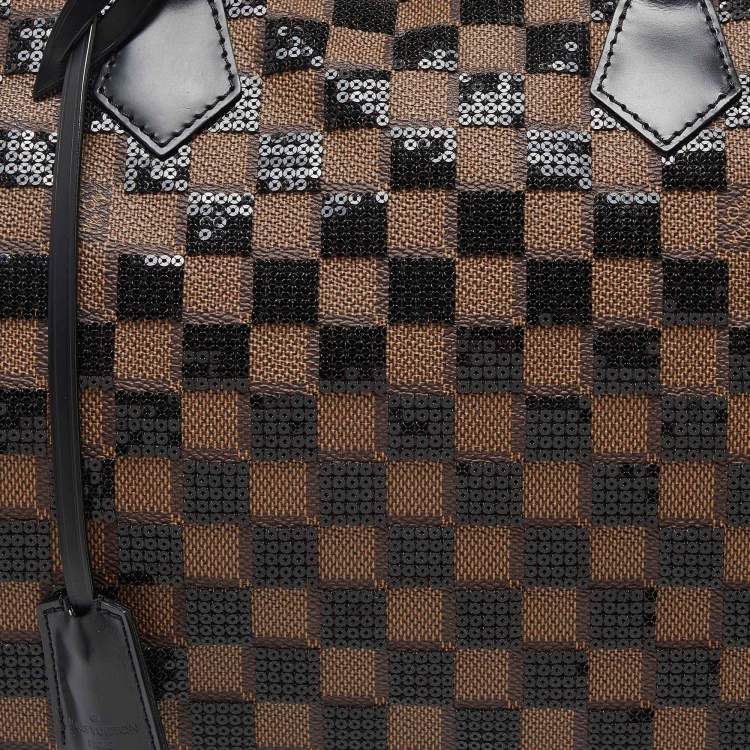 Pre Owned Louis Vuitton Damier Ebene and Sequins Paillettes Limited Edition Speedy 30 Bag