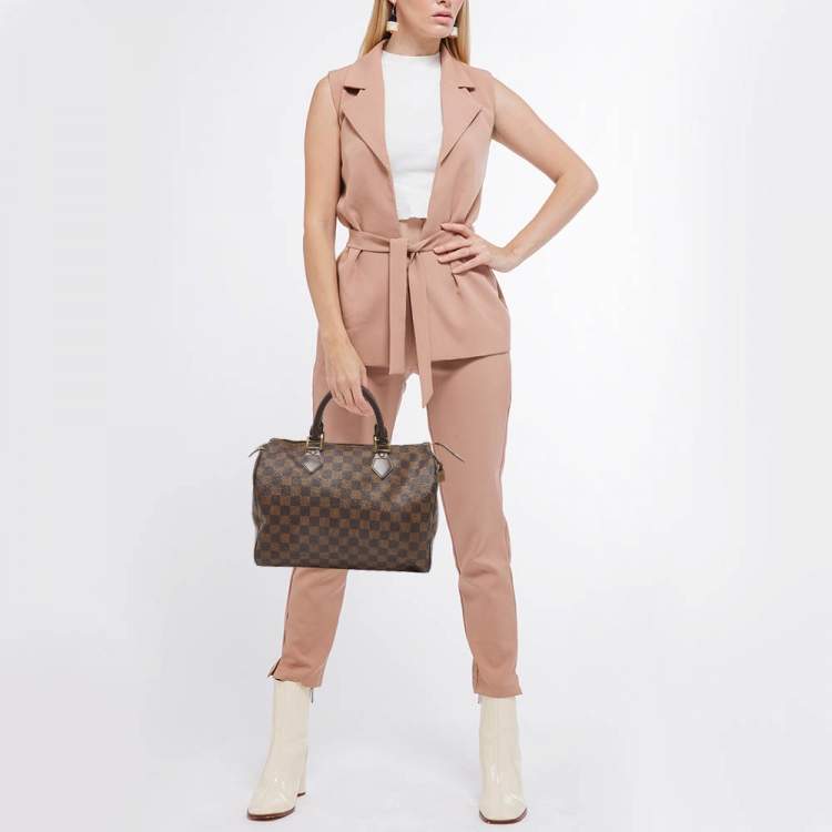 Pre Owned Louis Vuitton Damier Ebene Canvas Speedy 35 Bag