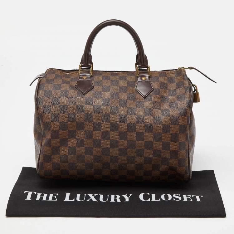Pre Owned Louis Vuitton Damier Ebene Canvas Speedy 35 Bag