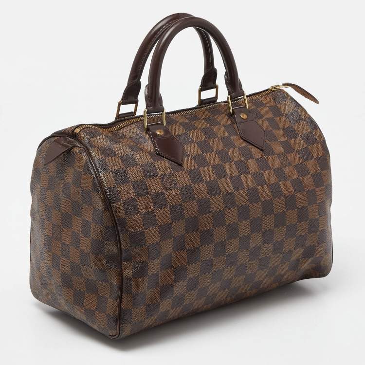 Pre Owned Louis Vuitton Damier Ebene Canvas Speedy 35 Bag