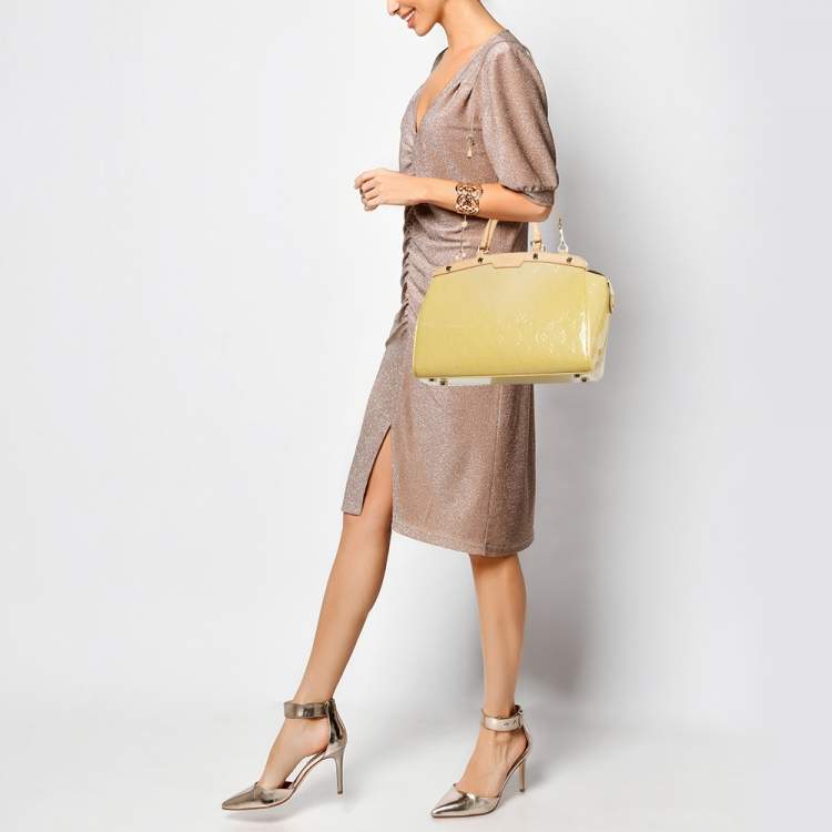 Pre Owned Louis Vuitton Citrine Monogram Vernis Brea MM Bag
