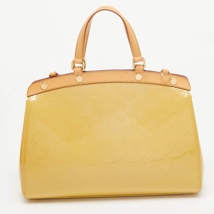 Pre Owned Louis Vuitton Citrine Monogram Vernis Brea MM Bag