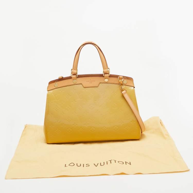 Pre Owned Louis Vuitton Citrine Monogram Vernis Brea MM Bag