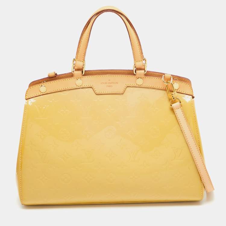 Pre Owned Louis Vuitton Citrine Monogram Vernis Brea MM Bag