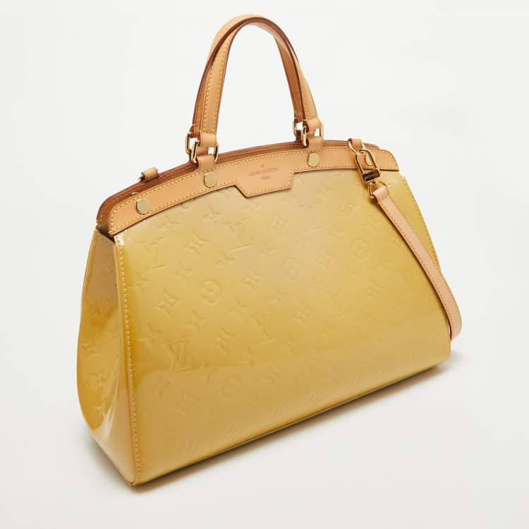Pre Owned Louis Vuitton Citrine Monogram Vernis Brea MM Bag