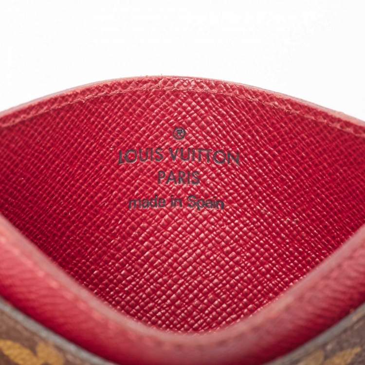 Pre Owned Louis Vuitton Fuchsia Monogram Canvas and Leather Card Holder 