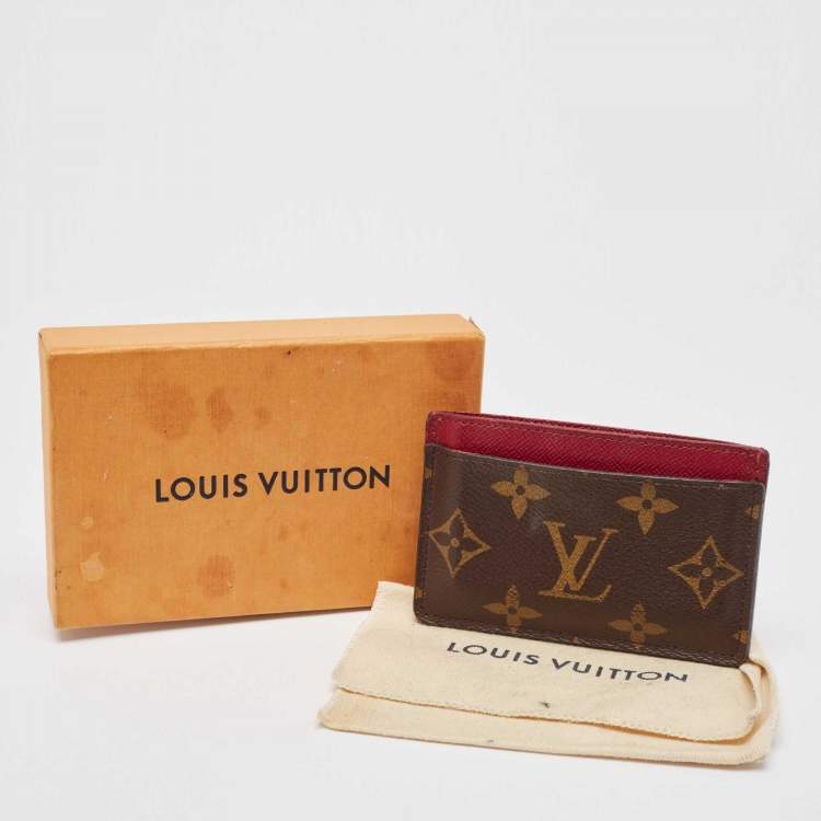 Pre Owned Louis Vuitton Fuchsia Monogram Canvas and Leather Card Holder 