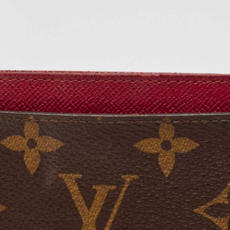 Pre Owned Louis Vuitton Fuchsia Monogram Canvas and Leather Card Holder 