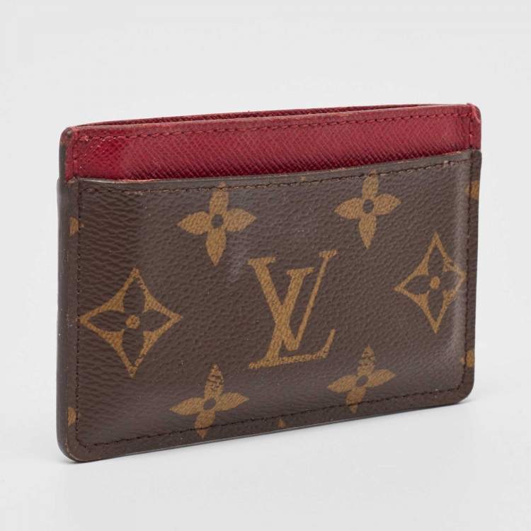 Pre Owned Louis Vuitton Fuchsia Monogram Canvas and Leather Card Holder 