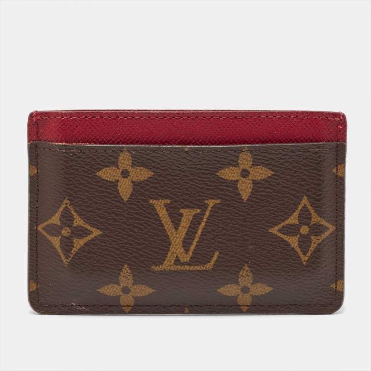 Pre Owned Louis Vuitton Fuchsia Monogram Canvas and Leather Card Holder 
