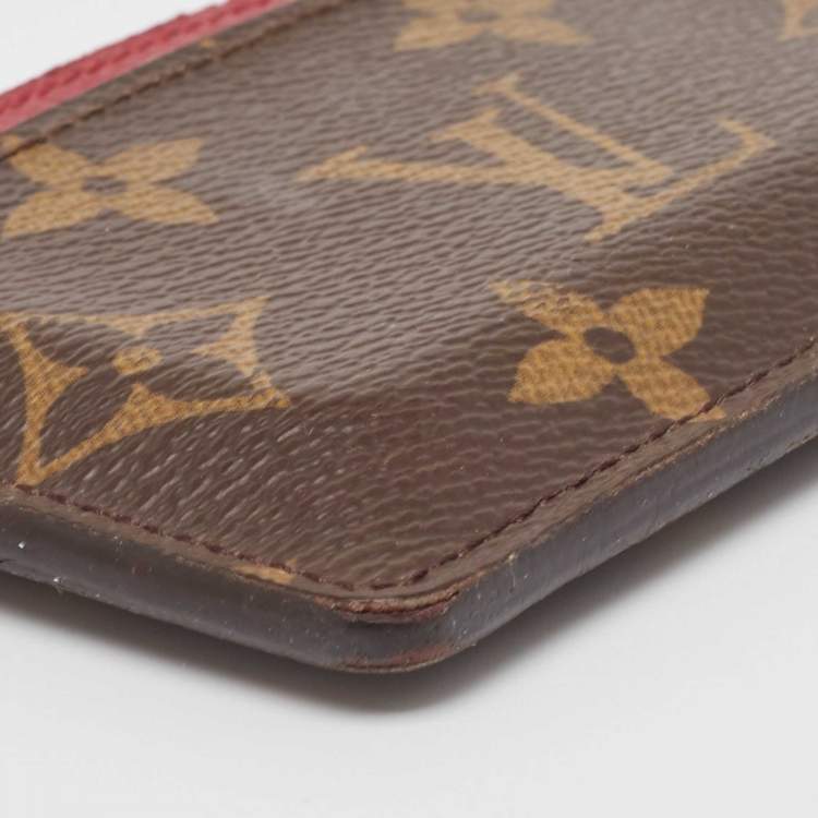 Pre Owned Louis Vuitton Fuchsia Monogram Canvas and Leather Card Holder 