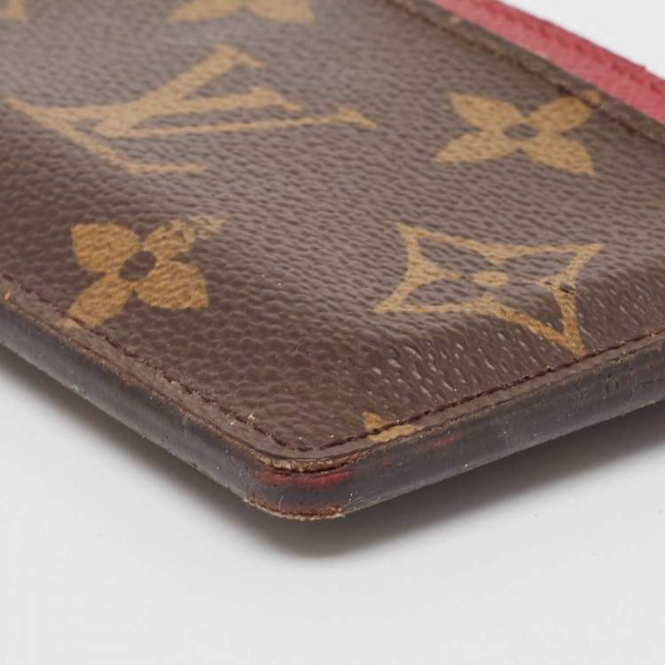 Pre Owned Louis Vuitton Fuchsia Monogram Canvas and Leather Card Holder 
