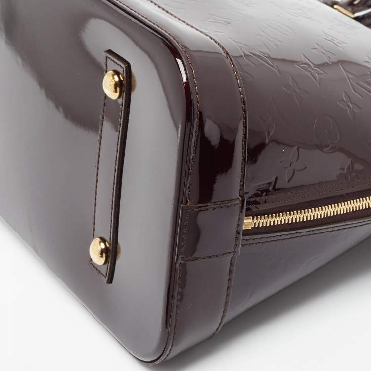 Pre Owned Louis Vuitton Amarante Monogram Vernis Alma GM Bag